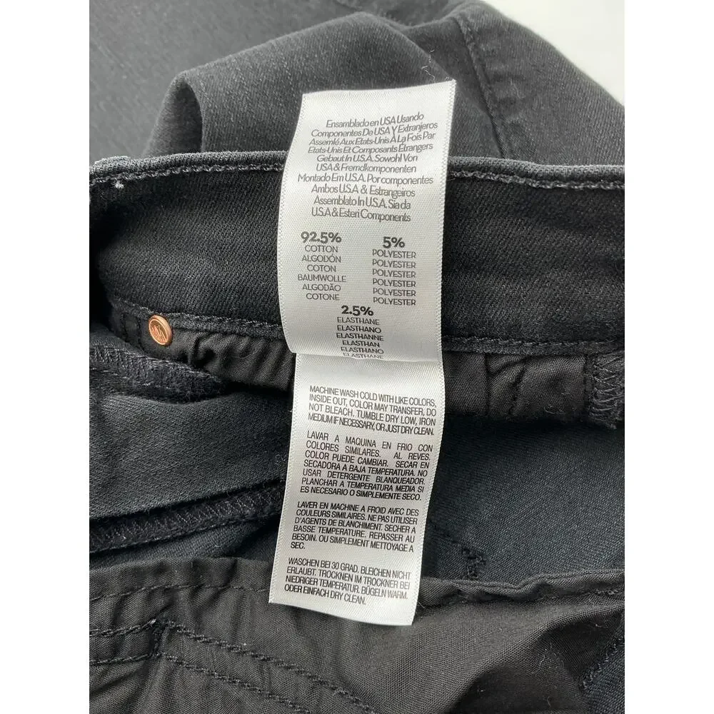 Mother Sleek Black Insider Crop Step Fray Denim Jeans Size 27